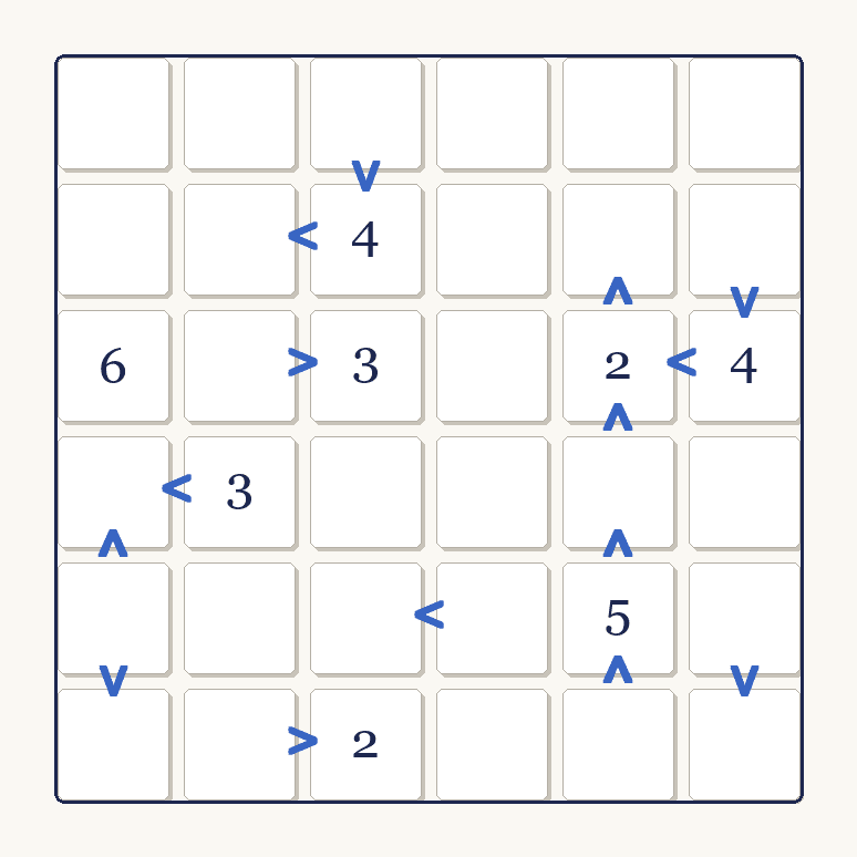 Free Futoshiki Puzzles to Print | 50 Logic Grid Puzzles with Solutions preview