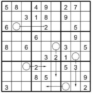 Arrow Sudoku puzzle with arithmetic clues