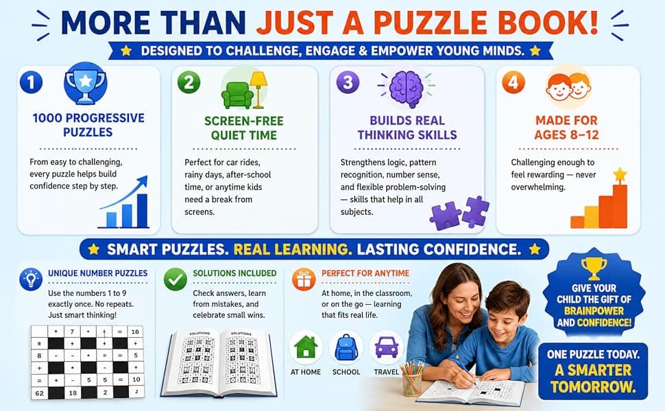 1000 Math Crossword Puzzles for Kids Ages 8–12 | Engaging Brain Teasers That Build Number Sense preview