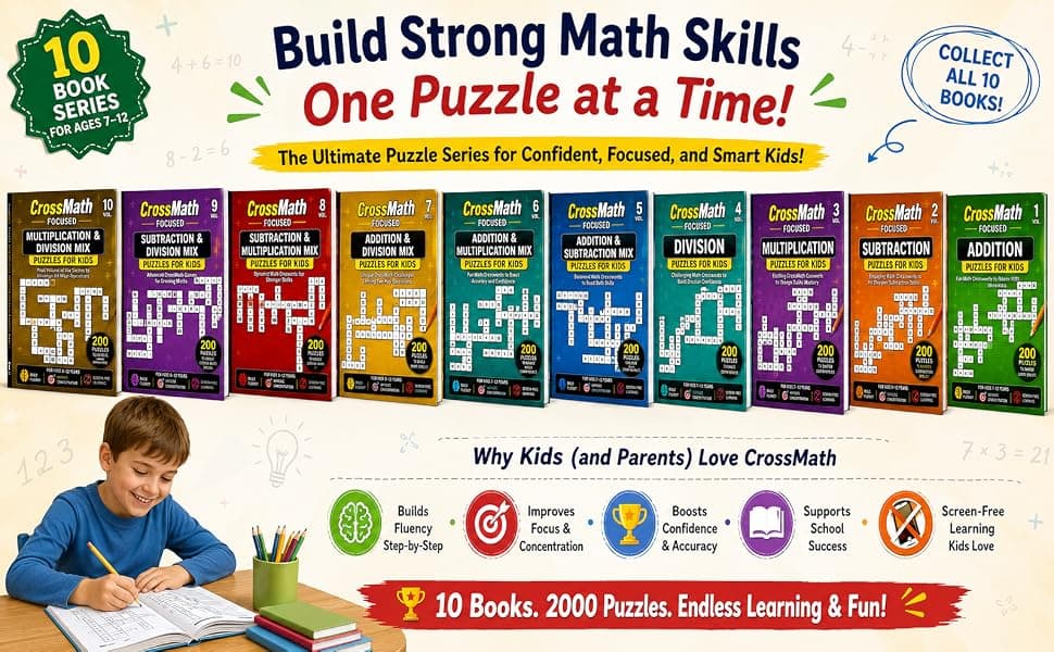 CrossMath Focused Vol. 10: Multiplication & Division Puzzles for Kids preview