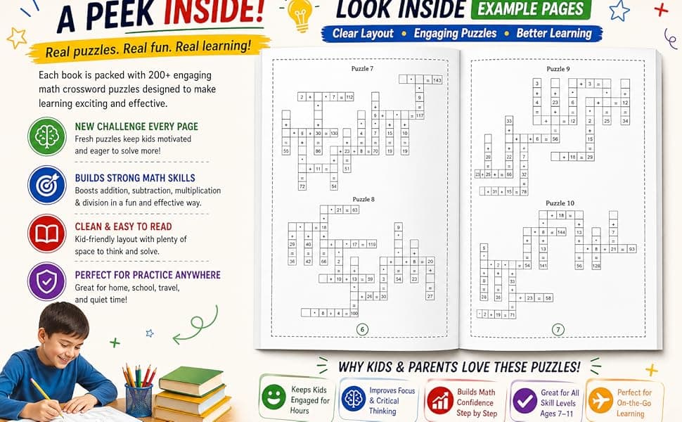CrossMath Focused Vol. 7: Addition & Division Mix Puzzles for Kids preview