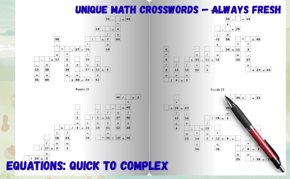 CrossMath Puzzles for Adults | 200 Math Logic Challenges for the Curious Mind preview