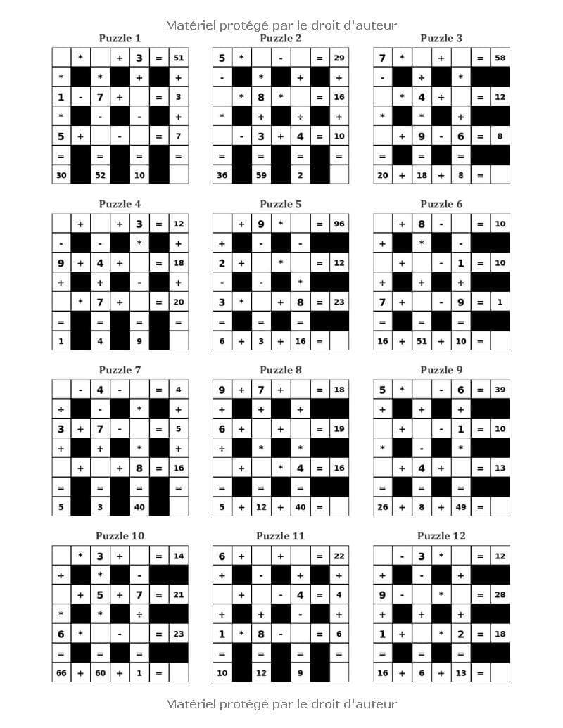 Mots Croisés Mathématiques pour Enfants 8-12 Ans: 1000 défis de logique mathématique amusants pour stimuler l'esprit preview