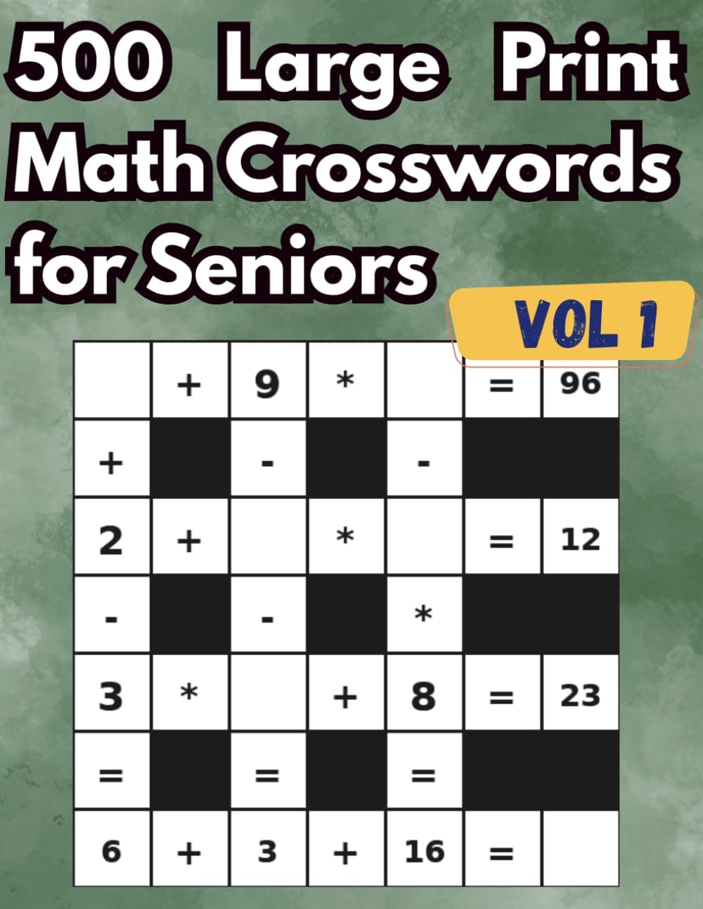 Large Print Math Crossword Puzzles for Seniors | 500 Easy-to-Read Brain Training Puzzles cover