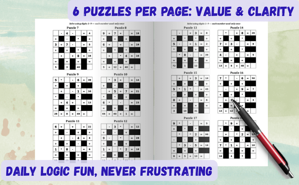 Large Print Math Crossword Puzzles for Seniors | 500 Easy-to-Read Brain Training Puzzles preview