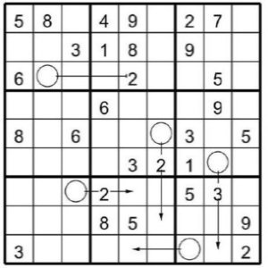 Arrow Sudoku puzzle with arithmetic clues