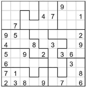 Jigsaw Sudoku puzzle with irregular regions